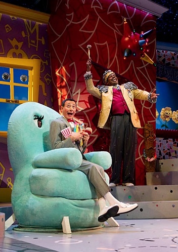 Paul Reubens as Pee-Wee Herman and Lance Roberts as King of Cartoons Photo